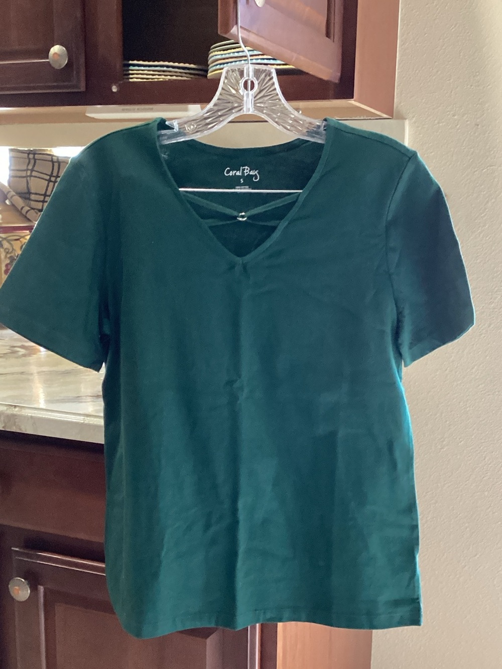 Coral Bay Short Sleeve V-Neck Top in Teal